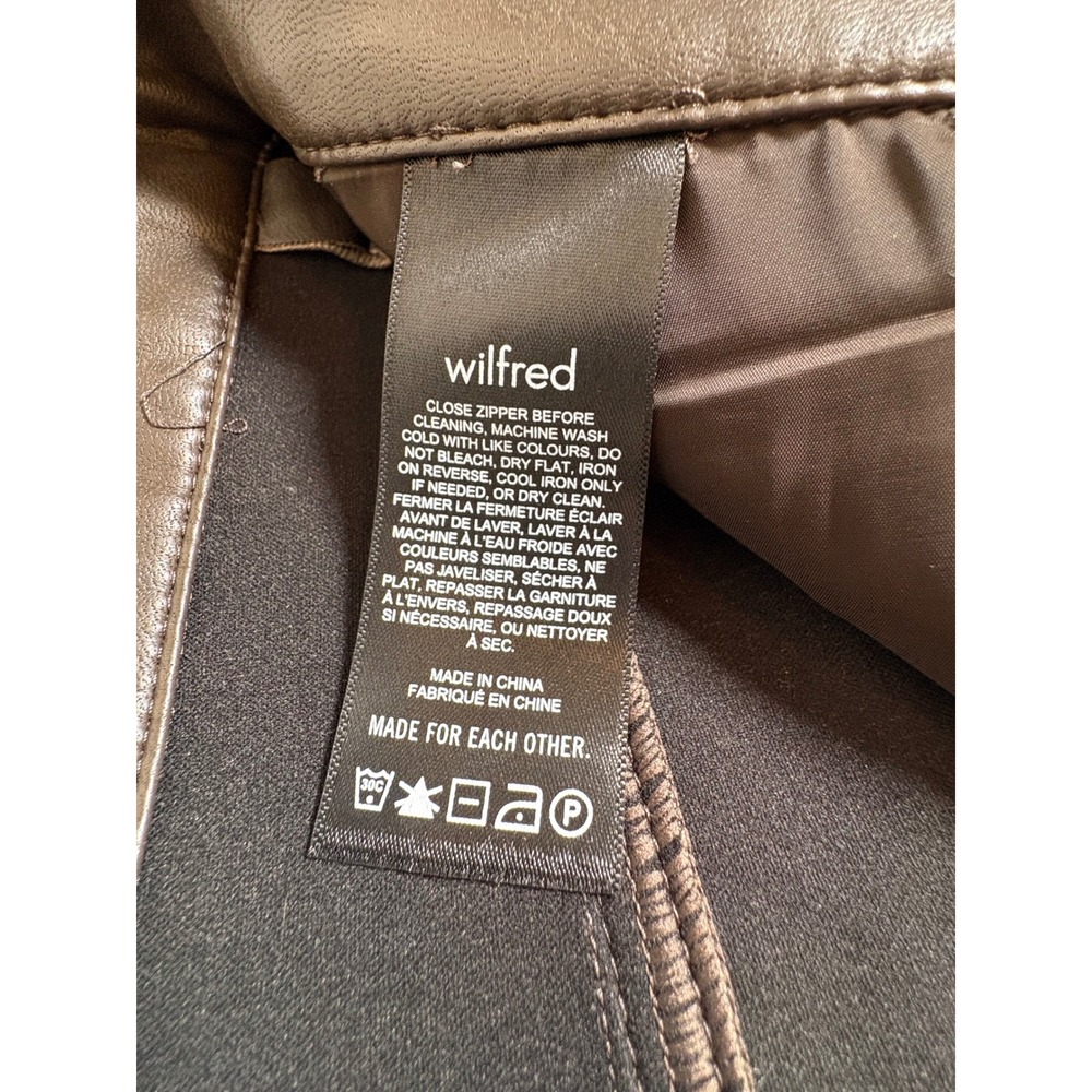 Wilfred Aritzia Melina Pant Vegan Leather High Rise Straight Leg Brown Size 6‎ - Picture 8 of 14